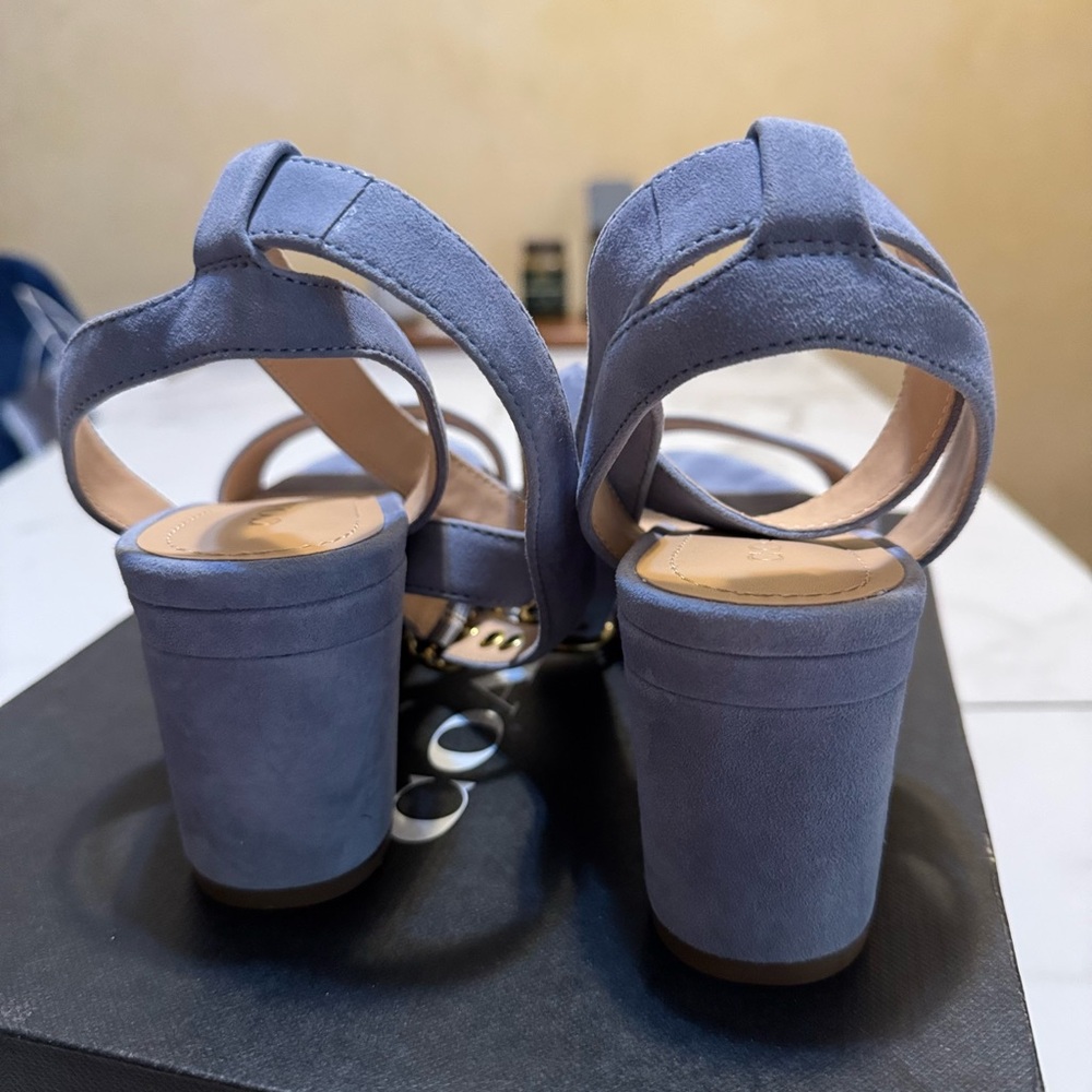 Coach Blue Suede Block Heels